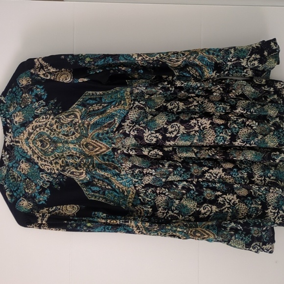 Free People Lady Luck Tunic Black Romantic print Mini Bohemian Hippie Dress Sz M - Picture 4 of 9